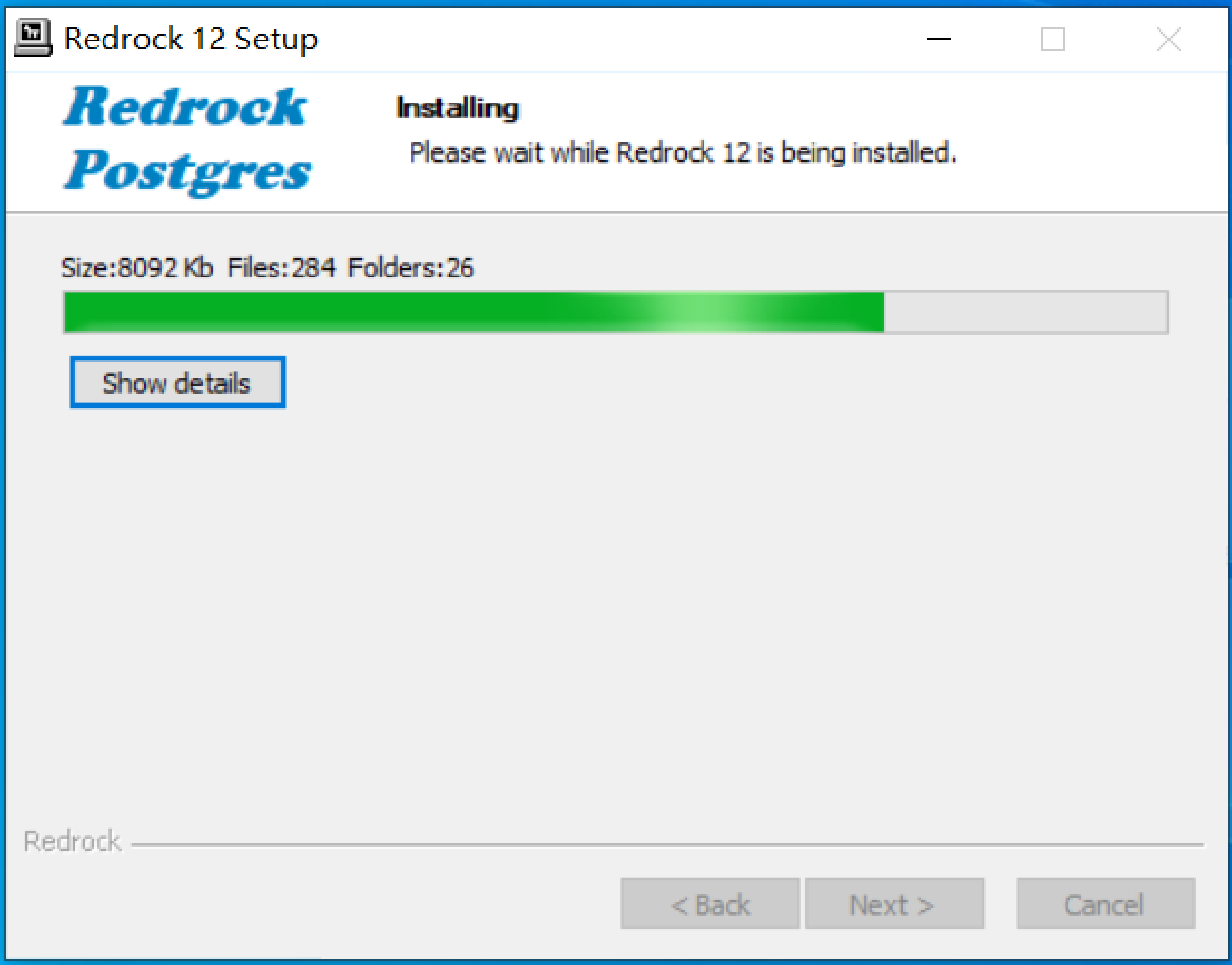 Fig. 7: The Installing dialog